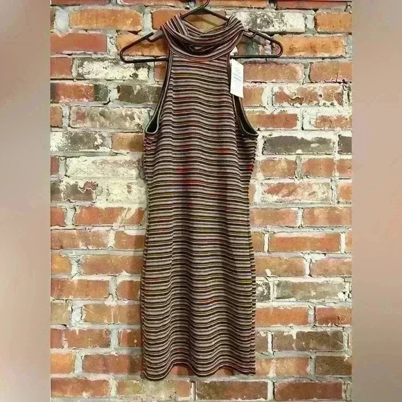 Sage The Label What U Gonna Do Striped Turtle Neck Mini Dress Size M - Picture 5 of 10